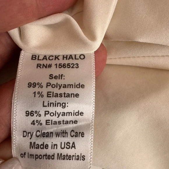 Black Halo Quill White Midi Dress with Neon Trim Size 8. D23 - Picture 3 of 16